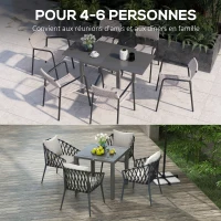 Outsunny Table de jardin rectangulaire extensible jusqu'à 6 personnes en aluminium dim. 80/160L x 80l x 75H cm gris anthracite(m-4)