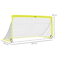 HOMCOM Two Football Goal Nets, Foldable Outdoor Sport Training Equipment, for Teens, Adults, with Carrying Bag, Yellow(m-3)