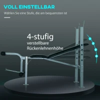 HOMCOM Multifunktion Hantelbank Trainingsbank Kraftstation Schrägbank Fitnessstation Fitnessgerät Stahl 165 x 68 x 114 cm(m-5)