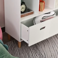 HOMCOM Bibliothèque étagère scandinave design maison 8 niches grand tiroir pieds effilés bois pin MDF blanc bleu ciel(m-8)