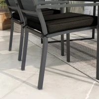 Outsunny 4-Piece Seat Cushions Pillow Replacement, Patio Chair Cushions Set with Ties for Indoor Outdoor, Black(m-7)