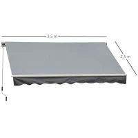 Outsunny Store banne Manuel rétractable Angle Réglable Aluminium Polyester imperméabilisé 3,5 x 2,5 m gris clair(m-3)
