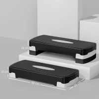 HOMCOM Stepper aerobic fitness hauteur reglable 2 niveaux surface antiderapante PP 68 x 29 x 15 cm noir et gris(m-3)