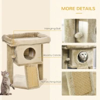 PawHut Cat Tree Tower for Indoor Cats Cat Scratching Post Climbing Activity Centre w/Jute Scratching Pad, Toy Ball, Cat House - Coffee(m-5)