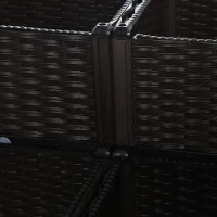 Outsunny Hochbeet, Pflanzkasten mit Abflusslöchern, Blumenkasten im Rattan-Look, Kunststoff, Braun, 40 x 40 x 44 cm(m-9)