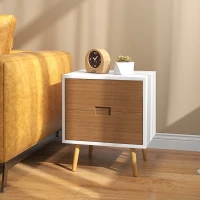 HOMCOM Wood Effect Wto-Drawer Bedside Table - Brown/White(m-10)
