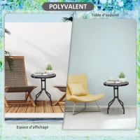 Outsunny Table Ronde Bistro de Jardin dim. Ø 60 x 70H cm métal époxy anticorrosion Noir Plateau Verre trempé(m-5)