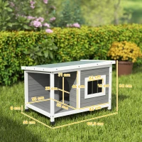 PawHut Casa para Perros de Madera 85,5x62x60 cm con Techo Asfáltico Abatible Puerta y Ventana para Perros Pequeños Gris(m-3)