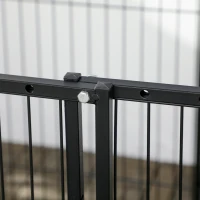 PawHut Welpenauslauf, Welpengitter, verriegelbare Tür, 6 Paneele, größenverstellbar von  82,5 cm - 150 cm, Schwarz(m-9)