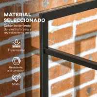 Outsunny Estante para Leña de Metal Estante de Almacenamiento para Apilar Troncos Soporte para Leña Metálico 50x30x100 cm Negro(m-5)