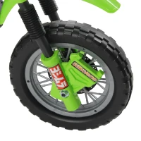 HOMCOM Moto électrique enfants, moto cross pour enfants avec batterie 6 V, phares, musiques et roues d'entraînement, 3 à 6 ans, charge 25KG, vert et noir(m-9)