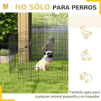 PawHut Corralito para Perros de 8 Paneles 76x61 cm Forma Personalizada con Puerta y Doble Cerradura para Jardín Patio Negro(m-5)