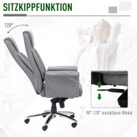 Vinsetto Bürostuhl Ergonomischer Drehstuhl mit Armlehne höhenverstellbar Kunstleinen Hellgrau 68 x 72 x 120-126 cm(m-4)
