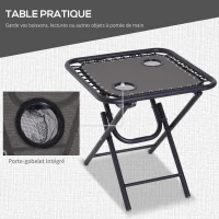 Outsunny Lot de 2 chaises Longues Pliables zéro de gravité Dossier inclinable Table d'appoint Acier Gris(m-5)