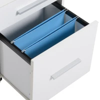 HOMCOM Caisson de bureau rangement bureau sur roulettes 3 tiroirs 1 verrouillable 1 trieur dossiers en bois blanc(m-9)