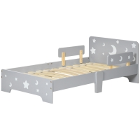 ZONEKIZ Lit pour enfants de 3 à 6 ans design étoiles et lune sommier à lattes inclus chambre moderne 143 x 76 x 49 cm gris