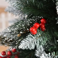 HOMCOM Árbol de Navidad Artificial 180 cm con 539 Ramas 51 Bayas Hojas de PVC Decoración Navideña para Interiores Verde(m-8)