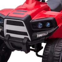 HOMCOM Quad Eléctrico para Niños 18-36 Meses Cuatrimoto Infantil a Batería 6V con Faros Bocina Velocidad 0-3 km/h Avance y Retroceso 65x40x43 cm Rojo(m-8)