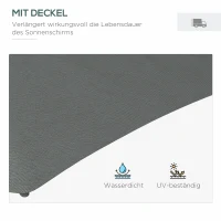 Outsunny Gartenschirm, Ampelschirm, LEDs, Solarmodul, wetterfest, inkl. Schutzhülle, Ø290 x 260 cm, Dunkelgrau(m-7)