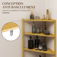 HOMCOM Meuble étagère de rangement 4 niveaux sur pieds en bambou - étagère salle de bain - dim. 37L x 34l x 79,5H cm(m-7)