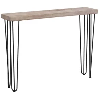 HOMCOM Mesa de Entrada con Patas de Acero Antivuelco Mueble de Recibidor para Salón Pasillo 110x25x79,5 cm Natural(m-1)
