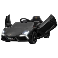 AIYAPLAY Lamborghini Revuelto Licensed 12V Ride on Car w/ Butterfly Doors, Transport Wheels, Suspension, Remote Control, Black(m-11)