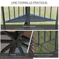 Outgunny Tonnlle de jardin barnum pavillon de jardin 3 x 3 double toit avec moustiquaires amovibles imperméable café(m-8)