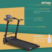 HOMCOM Tapis Roulant Elettrico Pieghevole Salvaspazio, Velocità 14km/h, Monitor LCD 5 Programmi e Presa USB, per Casa e Ufficio, Motore 750W, Nero(m-7)