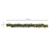 HOMCOM 2.7M Artificial Christmas Garland w/ Pine Cones Decorations Seasonal Style Beauty Home Fireplace Doors(m-3)
