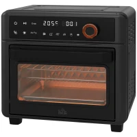 HOMCOM Minibackofen, Heißluftfritteuse, 40-220° C, 12 Programme, Zubehör, Schwarz(m-1)