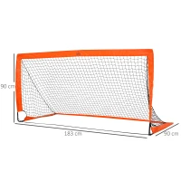 HOMCOM Fußballtor Set, leicht, einfache Montage, Tragetasche, Stahlrohre, 183x90x90 cm, Orange(m-3)
