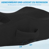 HOMCOM Sitzkissen, ergonomisch, atmungsaktiver Bezug, rutschfest, 44x39x13 cm, Schwarz(m-6)