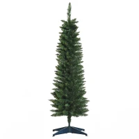 HOMCOM 5ft Unlit Artificial Christmas Tree, Pencil Slim Xmas Tree with Solid Stand and Realistic Branches, Green(m-1)
