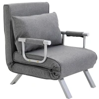 HOMCOM 3 in 1 Schlafsessel Klappbar Schlafsofa mit Bettfunktion Verstellbarer Rückenlehne Kissen Gästebett in Leinenoptik, Relaxsessel Klappsessel für Wohnzimmer Schlafzimmer 65 x 69 x 80 cm Hellgrau(m-10)