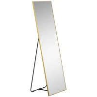 HOMCOM Full Length Mirror Wall-Mounted, 160 x 50 cm Freestanding Rectangle Dressing Mirror for Bedroom, Living Room, Gold Frame(m-11)