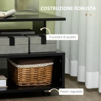 HOMCOM Tavolino da Caffè Asimmetrico in Legno con Ripiani e Piedini Regolabili, 60x60x45cm, Nero(m-6)