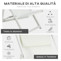 Outsunny Set 2 Sedie Poltrona Sdraio da Esterni Pieghevoli e Reclinabili in Alluminio, 96.5x58x91.5 cm, Beige(m-6)