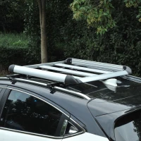 HOMCOM Barres de toit de voiture - gallerie de toit - porte-bagage de toit dim. 110L x 90l x 8H cm - alu. ABS gris noir(m-2)