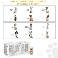 PawHut Cancelletto per Cani di Piccola/Media Taglia a 6 Pannelli Pieghevoli, in Legno e Acciaio, 432x36x70 cm, Bianco(m-4)
