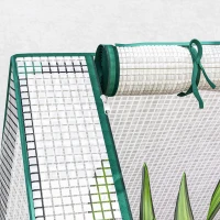 Outsunny Metal Planter Box with Cover, Raised Garden Bed with Greenhouse, for Herbs and Vegetables, White and Dark Grey(m-9)