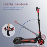 HOMCOM Patinete Eléctrico para Niños de +6 Años Scooter Eléctrico Plegable con Altura Ajustable Batería 24V Velocidad Máxima 8 km/h Carga 50 kg 71x36,5x75-80 cm Rojo(m-6)