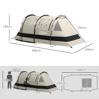Outsunny Four Man, Two Room Blackout Tent, with Accessories - Khaki(m-3)