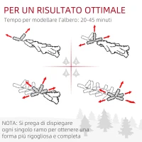 HOMCOM Albero di Natale Artificiale 180cm con 786 Rami, 2 Sezioni e Base in Metallo, Verde(m-6)