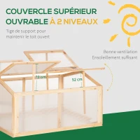 Outsunny Mini Serre de Jardin Serre à tomates dim. 102L x 71l x 53H cm Double Toit ouvrable 2 Niveaux Panneaux Polycarbonate Bois Sapin pré-huilé(m-4)