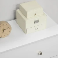 HOMCOM Cassettiera 3 Cassetti con Maniglie in Truciolato e Legno di Pino per Soggiorno e Camera, 80x30x80 cm, Bianco(m-9)