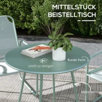 Outsunny 3-teiliges Gartenmöbelset, 2 Stühle mit atmungsaktivem Stoffbezug, 1 runder Tisch Ø60 cm, Grün(m-4)