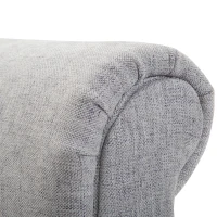 HOMCOM Bed End Bench, Window Seat, Linen Chaise Lounge Sofa with Arm and Wooden Legs for Bedroom, Living Room, Grey(m-8)