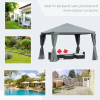 Outsunny 3 x 3(m) Aluminium Garden Gazebo Canopy Party Tent with Netting and Curtains for Lawn, Backyard and Deck(m-6)