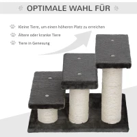 PawHut Hundetreppe 3 Stufen 34 cm Hoch Haustiertreppe für Hunde Katze Katzentreppe mit Kratzstamm Hunderampe Einstiegshilfe für Bett, Sofa, Couch Dunkelgrau(m-4)