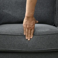 HOMCOM Two-Seater Mid-Century Sofa, with Pocket Springs - Charcoal Grey(m-8)